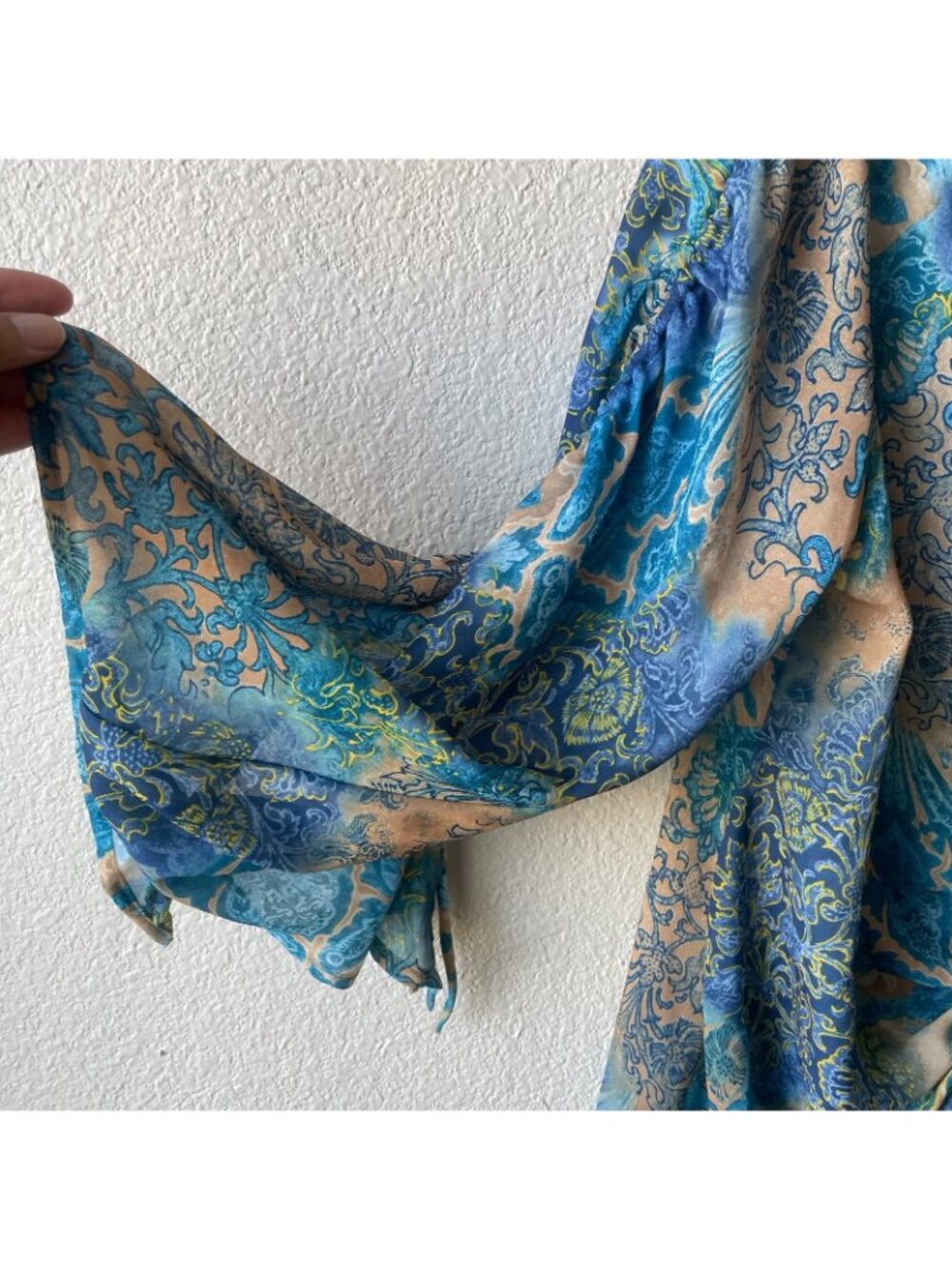 Ashley Stewart Women's Blouse Size 14 Blue Multicolor Paisley Pattern Drawstring - Picture 10 of 12